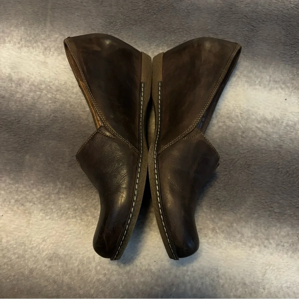 Dansko Liliana Burnished Brown Leather Wedge Loafers Comfort Shoes Size 9 EU 39 - Picture 4 of 12